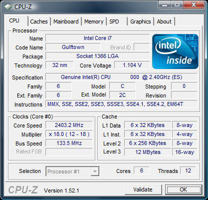 Core i9 Gulftown CPU-Z скрыншот