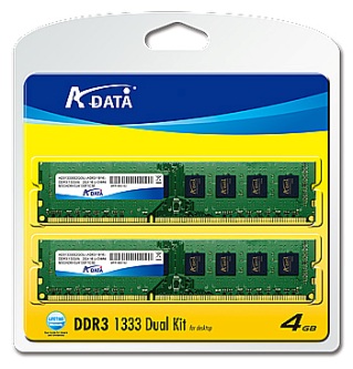 Аператыўная памяць A-Data DDR3-1333 2х2 Gb