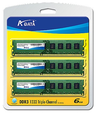 Аператыўная памяць A-Data DDR3-1333 3х2 Gb