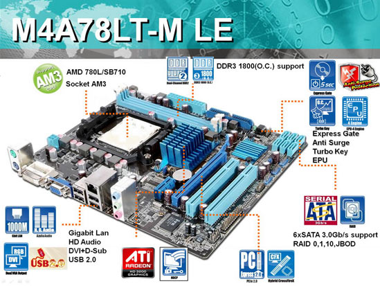 Матчын поплатак ASUS M4A78LT-M LE