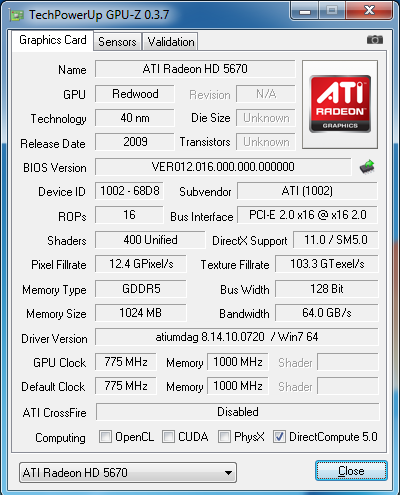 Відэакарта ATI Radeon HD 5670