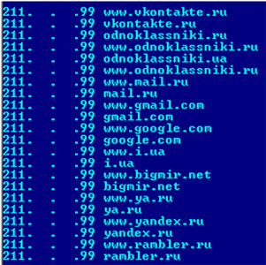 Траян Trojan.Hosts.75 атакуе карыстачоў сеткі Вконтакте