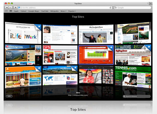 Apple Safari 4 Top Sites